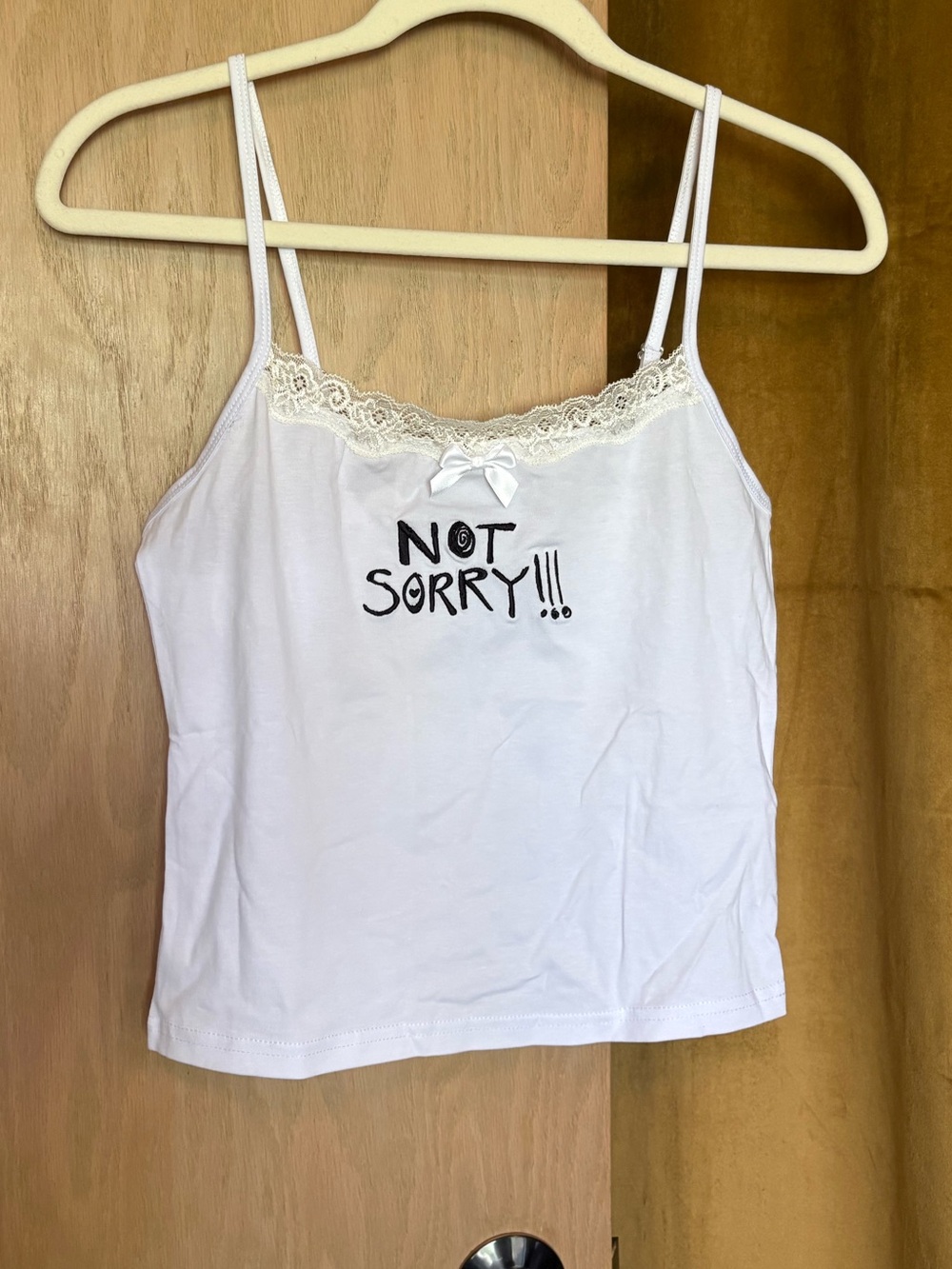 Dolls Kill White Lace-Trim 'Not Sorry' Cami